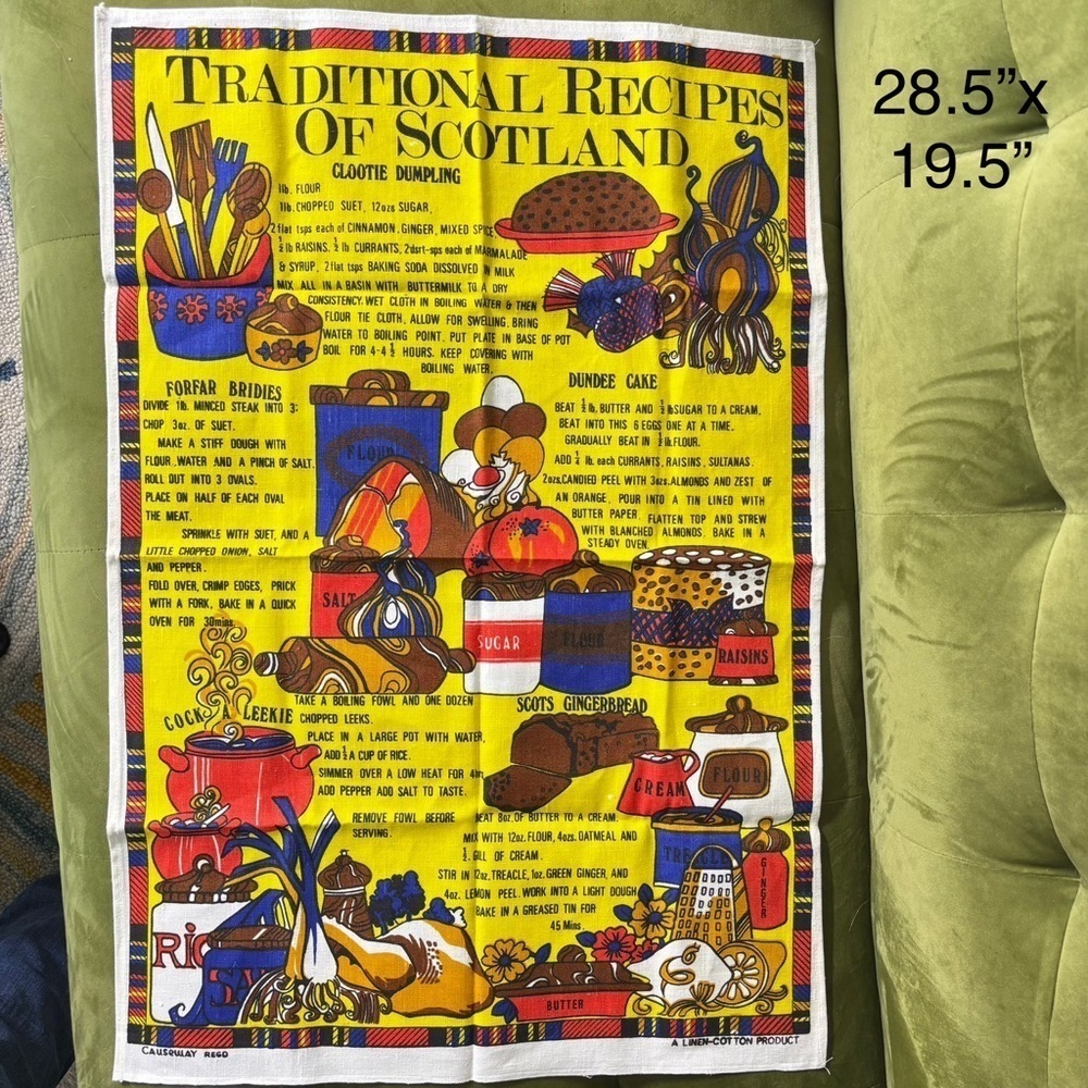 Vintage linen Traditional Recipes of Scotland tea towel by - Picture 6 of 6